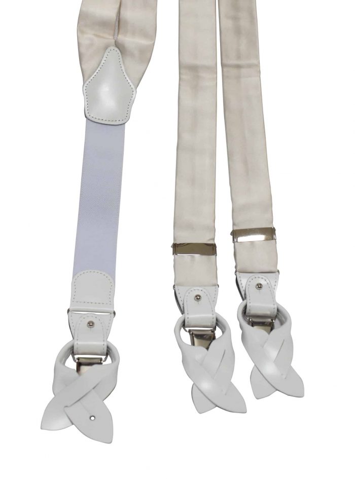 BRACES white adjustable silk