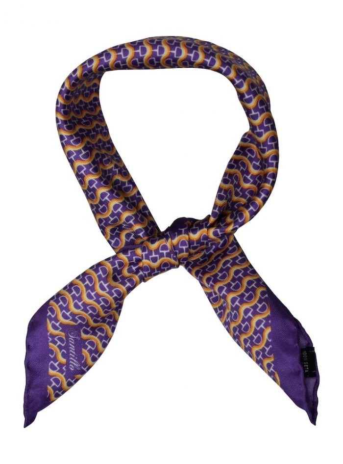 STRESA purple/white/orange/yellow printed silk bandana