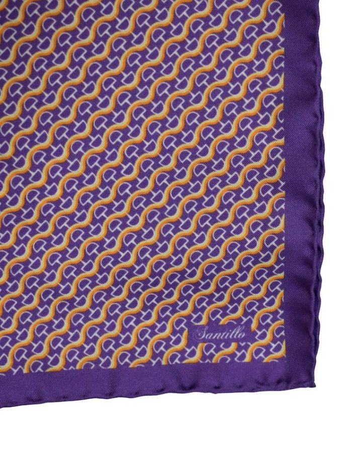 STRESA purple/white/orange/yellow printed silk bandana - Image 2