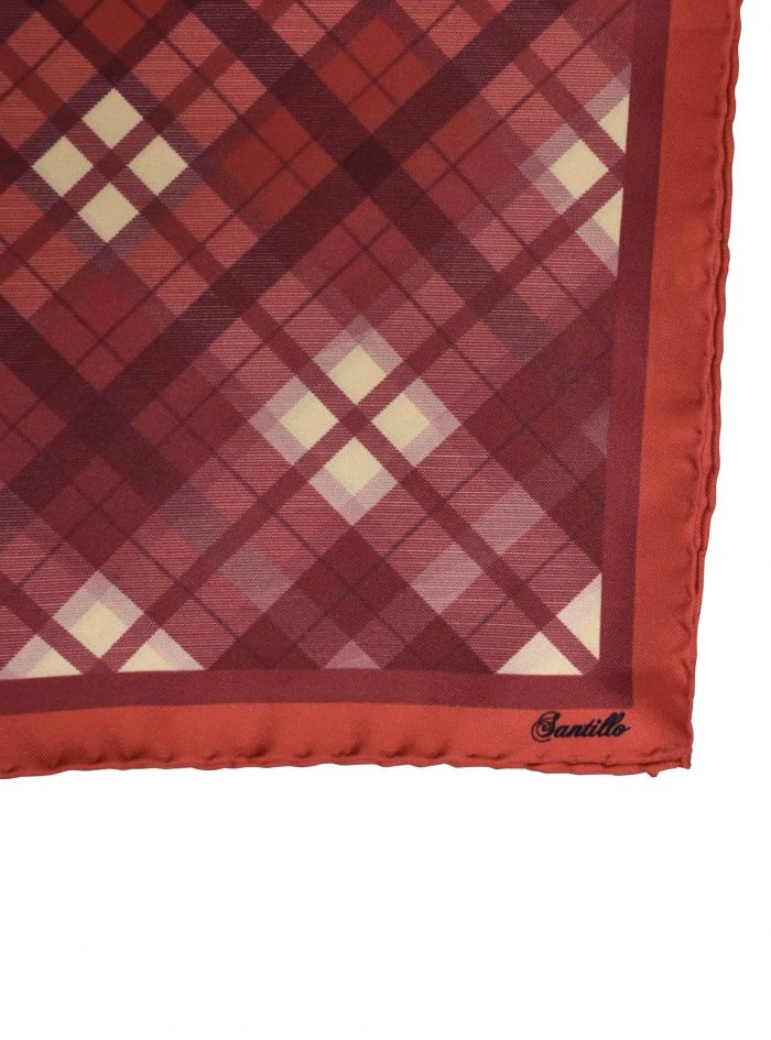 STRESA red/ivory/burgundy checkered printed silk bandana - Image 2