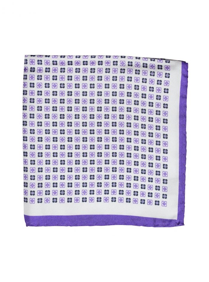 PORTOFINO purple/navy/white floral printed pocket square