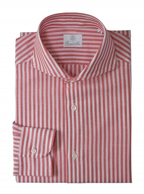 Our POSITANO coral linen cotton shirt.