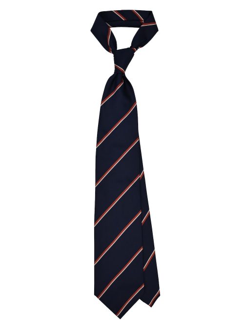 Our Regimental navy/red/white 100% silk tie.