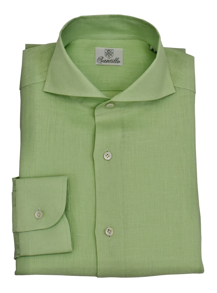 Our PIAZZETTA A CAPRI lime 100% linen shirt.