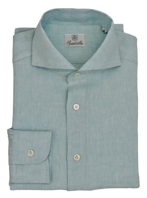 Our PIAZZETTA A CAPRI pale torquoise linen 100% linen shirt.