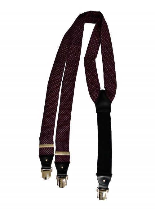 Our BRACES burgundy white/black spots adjustable wool