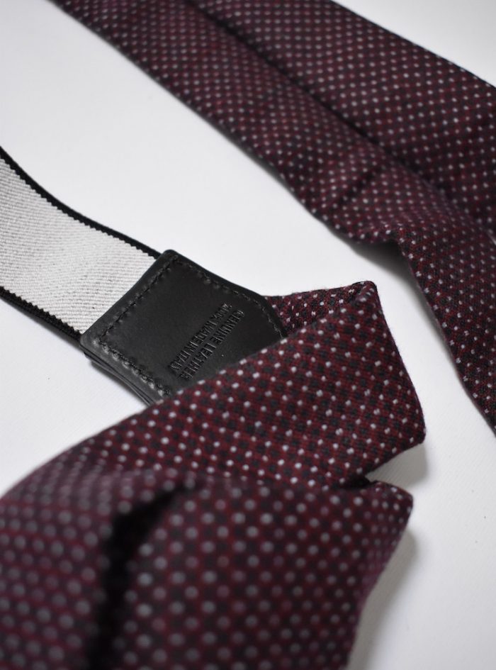 Our BRACES burgundy white/black spots adjustable wool