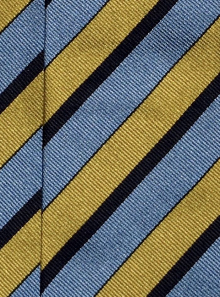 STRIPED yellow/turquoise/navy silk tie - Image 2
