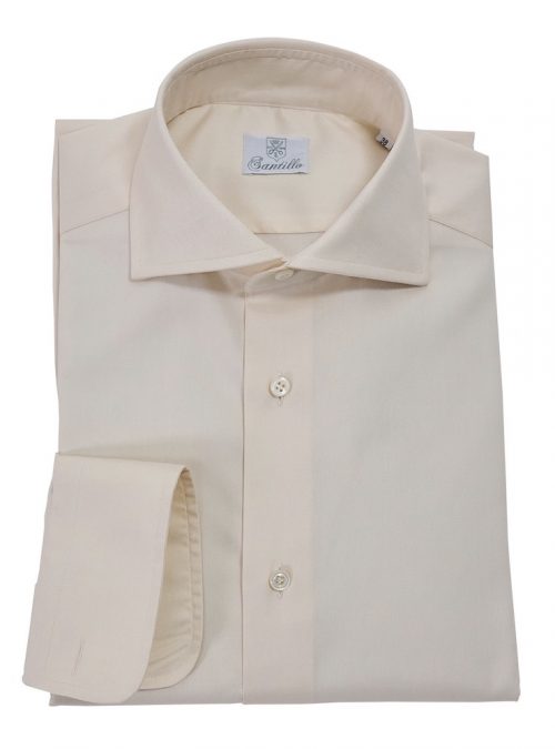 Our CAROTENUTO ivory twill 100% cotton shirt.
