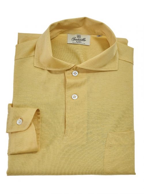 Our PANATTA ochre filo di scozia 100% cotton polo.